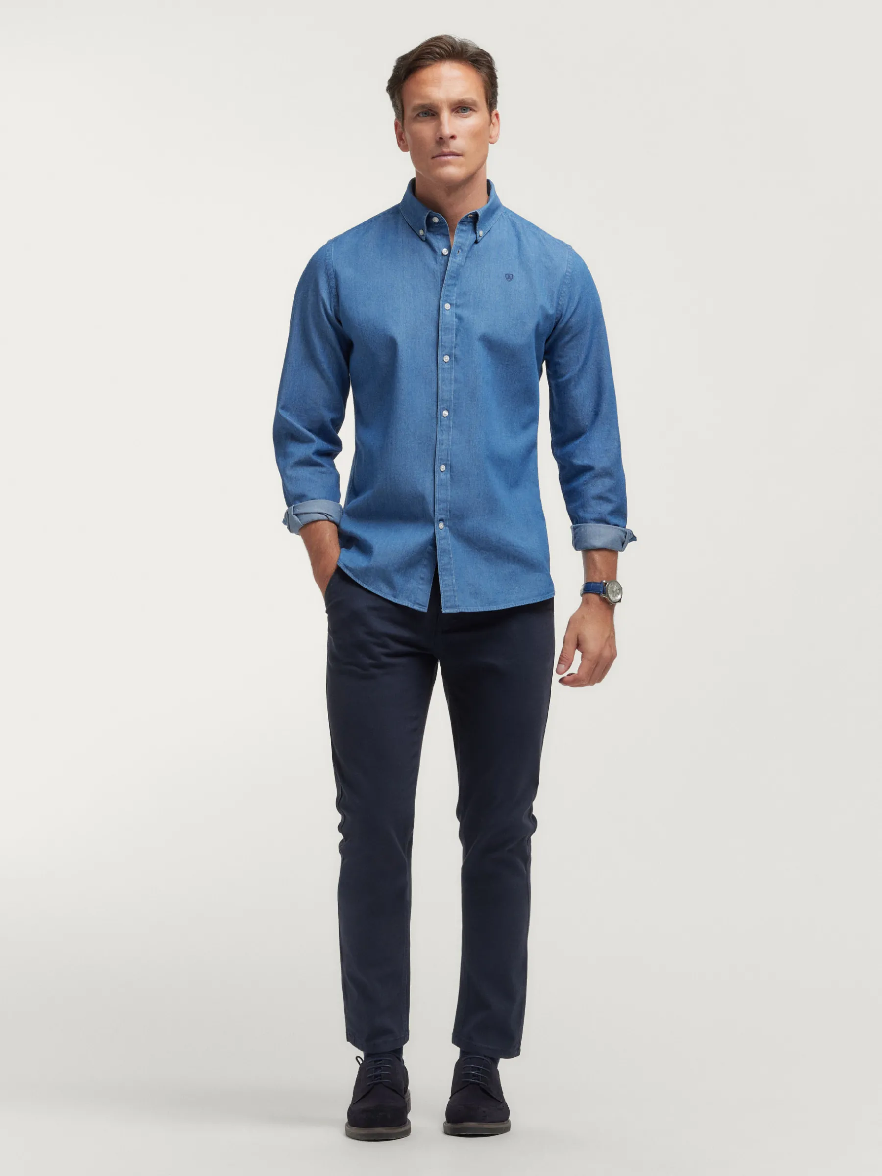 Hombre Alvaro Moreno Casual|CAMISA DENIM SLUB